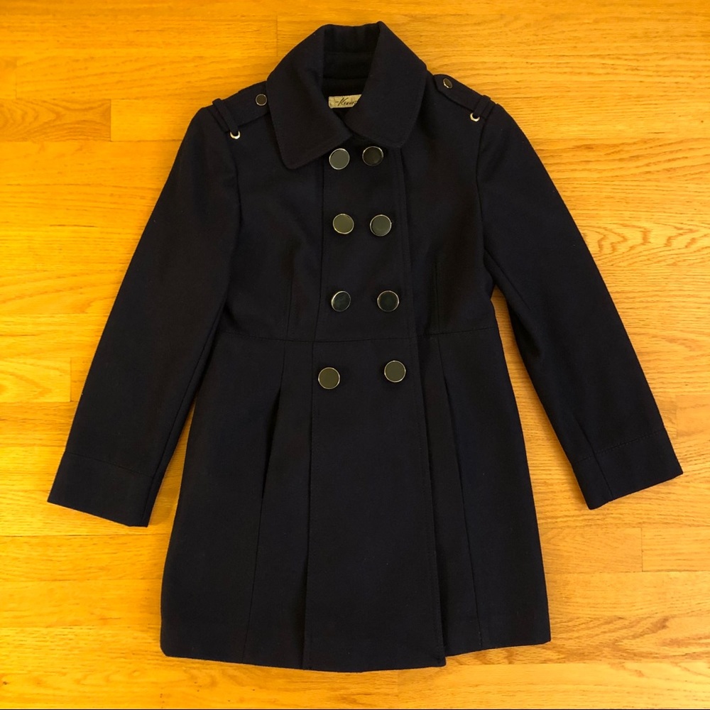 Kenneth Cole Navy Wool Long Pea Coat